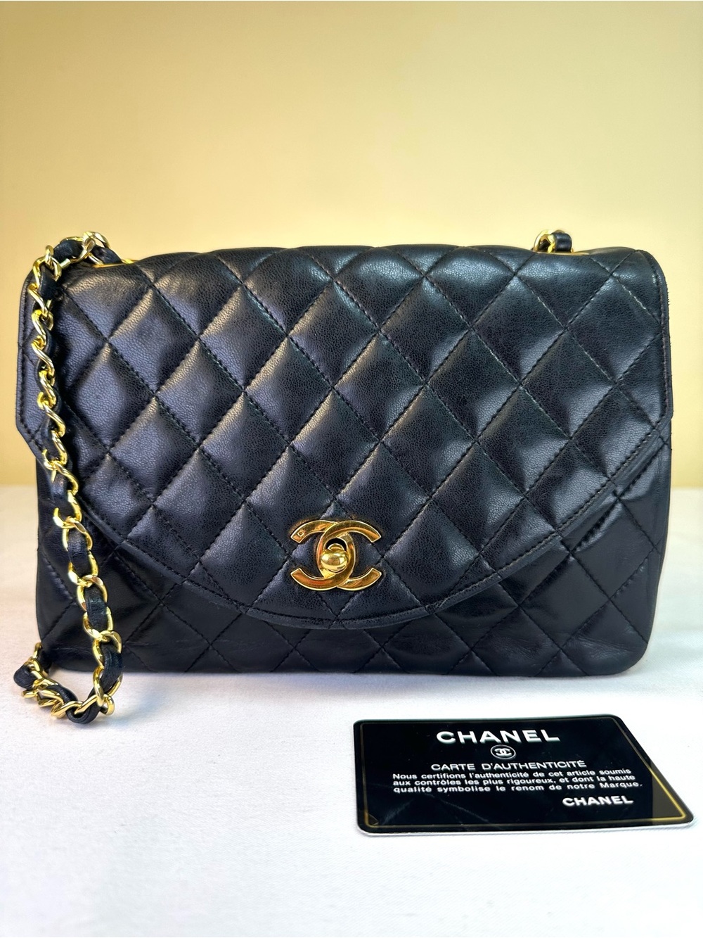 CHANEL Half-Moon Quilted Lambskin 24K GHW Vintage 2006-2008 Card Sticker #11 COA
